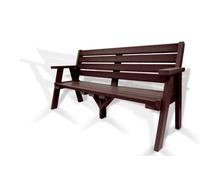 Plaswood Garden Bench - Premium Quality, Recycled Plastic, Brown - 3 Seater