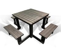 Plaswood Heavy Duty Square Picnic Table, Premium Quality, Black, 8 Seater, Recycled Plastic