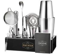 Plat Star Mixology Bartender Kit with Stand, Home Bar Set Cocktail Shakers Bartending Kit, Bar Tools Boston Shaker Set, Professional Drink Mixing Martini Making Barware with Recipe Book