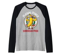 Platano Power Dominican Pride Muscular Banana Mascot Raglan Baseball Tee