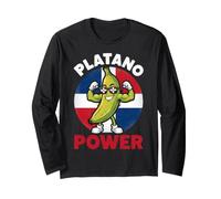 Platano Power Muscular Plantain Dominican Republic Flag Long Sleeve T-Shirt