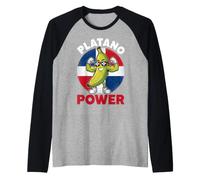 Platano Power Muscular Plantain Dominican Republic Flag Raglan Baseball Tee