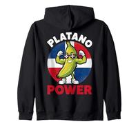 Platano Power Muscular Plantain Dominican Republic Flag Zip Hoodie
