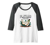 Platano Power: Tropical Fruit Lovers Banana Pride Raglan Baseball Tee, Women, Dark Heather/White, XXL