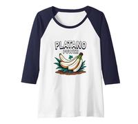 Platano Power: Tropical Fruit Lovers Banana Pride Raglan Baseball Tee, Women, Navy/White, L
