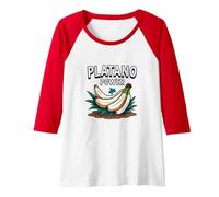 Platano Power: Tropical Fruit Lovers Banana Pride Raglan Baseball Tee, Women, Red/White, XL