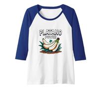 Platano Power: Tropical Fruit Lovers Banana Pride Raglan Baseball Tee, Women, Royal Blue/White, M