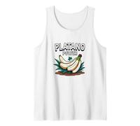 Platano Power: Tropical Fruit Lovers Banana Pride Tank Top, Men, White, M