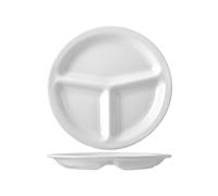 Plate 3 Compartments Porcelain Naples White 10.24 In Saturnia