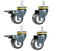 Plate Casters 16 inches/50mm Thread casters M10 Furniture Wheels with Brake Swivel Silent Dust Proof PU 160kg for Office Chair Table Trolley Baby cot 4 pcs