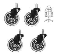 Plate Casters 25" Office Chair Caster Replacement Wheels PU Polyurethane,Protect Floor - Quiet Rolling,with Universal Standard Stem Diameter 11mm,Single Wheel up to 110Lbs
