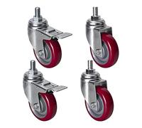 Plate Casters 3 Inches/4'' Furniture Casters Thread M12 Heavy Duty for Industrial Transport with Brake Swivel Wheels 600kg Castors Casters(4inch)