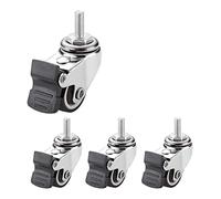 Plate Casters 4 Furniture Castor Wheels Thread M8 1'' 25mm,125'' 31mm, 15″ 38mm, 2'' 50mm, Silent Swivel Small Casters, 100kg, with Brake, Steel Ball Bearing Castors Casters (Size(1inch 4brake)