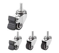 Plate Casters 4 Furniture Castor Wheels Thread M8 1'' 25mm,125'' 31mm, 15″ 38mm, 2'' 50mm, Silent Swivel Small Casters, 100kg, with Brake, Steel Ball Bearing Castors Casters (Size(1inch 2brake+2swivel