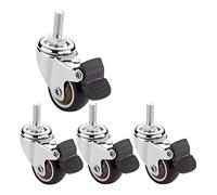 Plate Casters 4 Furniture Castor Wheels Thread M8 1'' 25mm,125'' 31mm, 15″ 38mm, 2'' 50mm, Silent Swivel Small Casters, 100kg, with Brake, Steel Ball Bearing Castors Casters (Size(1.5inch 4brake)