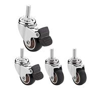 Plate Casters 4 Furniture Castor Wheels Thread M8 1'' 25mm,125'' 31mm, 15″ 38mm, 2'' 50mm, Silent Swivel Small Casters, 100kg, with Brake, Steel Ball Bearing Castors Casters (Size(1.5inch 2brake+2swiv