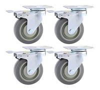 Plate Casters 4 Heavy Duty Casters Industrial Transport Castor Wheels with Brake 75mm/100mm/125mm Universal Swivel Casters 480KG Silent Furniture Casters Double Bearing Plat Castors (Co(4inch 4brake)