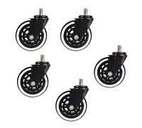 Plate Casters 4" Office Chair Caster Replacement Wheels PU Polyurethane,for Hardwood Floors,Carpet,Set of 5,with Universal Standard Stem 11x22mm,rt up to 650Lbs