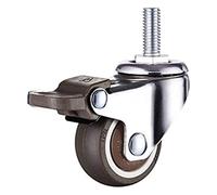 Plate Casters 4 Pcs 1''/25mm TPE Ultra Quiet Wheel Bearing 60kg Brake Cabinet Casters Brake Wheel with Screw for Furniture Carts Workbench Castors Casters (Color : E1 with Brake, Size(D1 No Brake)