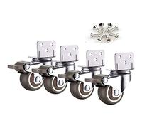 Plate Casters 4 X L-Shaped Swivel Universal Casters, 1 Inch, 125 Inch, 15 Inch, 2 Inch, Castor Wheels with Brakes, Silent Quiet for Furniture Office Chair Scaffolding Castors Casters (S(1.5inch)
