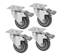 Plate Casters 4 X PU Casters with Thread Stem Socket M12 and Brakes Swivel Universal Castor Wheels, 25inch, 3 Inch, 4 Inch, Silent for Furniture Office Chair Scaffolding Castors (Size : 2.5inc(4inch 4