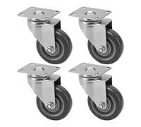 Plate Casters 4 X PU Casters with Thread Stem Socket M12 and Brakes Swivel Universal Castor Wheels, 25inch, 3 Inch, 4 Inch, Silent for Furniture Office Chair Scaffolding Castors (Size : 2.5inc(2.5inch