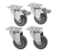 Plate Casters 4 X PU Casters with Thread Stem Socket M12 and Brakes Swivel Universal Castor Wheels, 25inch, 3 Inch, 4 Inch, Silent for Furniture Office Chair Scaffolding Castors (Size : 2.5inc(3inch 2