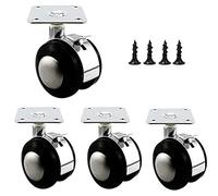 Plate Casters Set of 4 Furniture Plate Wheels Office Chair Caster,Swivel Double Wheel,Alloy Bracket,Capacity 80kg,Replacement for Cots,Computer Desks,Sofa,Top Plate Mounting