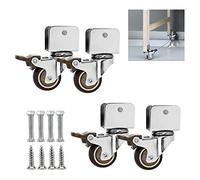 Plate Casters Swivel Castors,15inch,Mute Furniture Caster,with U-Shaped,Precision Ball Bearings,Load Capacity 75kg,Furniture Component,with Screws,4pcs Castors (Color : 4brake(4brake,25mm/1in)