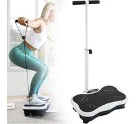 Plate Exercise Machine with Adjustable Handrails, 120 Speeds, 10 Modes, 330lbs Capacity, Whole Body Workout Equipment with Remote and Resistance Bands