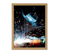 Plate Gas Metal Arc Welding Sparks Photo Artwork Framed Wall Art Print 18X24 Inch