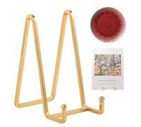Plate Holder Easel Display Stand - 6 inch Metal Plate Stands for Display - Tabletop Picture Stand - Gold Iron Easels for Display Pictures | Photo Frames | Book | Decorative Plates | Plaque - 4 Pack