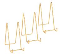 Plate Holder Easel Display Stand - 8 inch Large Plate Stands - Twisted Metal Wire Easels for Displaying Decorative Plates | Picture Frame | Painting | Plaque | Cookbook | Canvas Art - 3 Pack - Gold