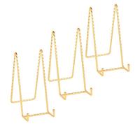 Plate Holder Easel Display Stand - 8 inch Large Plate Stands - Twisted Metal Wire Easels for Displaying Decorative Plates | Picture Frame | Painting | Plaque | Cookbook | Canvas Art - 3 Pack - Gold