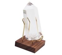 Plate Holder Easel Display Stand - Wood 3.15 Inch | Crystal Metal Arm Display Stand | Durable Tabletop Photo Stand | Rock Holder For Mineral Ores And Crystal Showcase