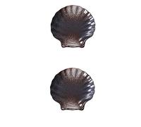 Plate Set - Salad Plates Irregular Plate Porcelain Pearl Shell Ceramic Dish Tray Anti-Skid Tableware Seafood Dinner Plate Steak Salad Plate 2Pcs B