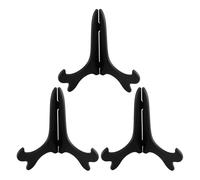 Plate Stands For Display - 3 Pieces Imitation Wood Decorative Holder, Picture Frame Easel Stand, Art Craft Pedestal, Tabletop Rack For Wedding Party Kitchen Living Room Shelf Office Museum Shop