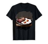 Plate with Steak Eggs Funny Cool Steak Eggs Breakfast Value Graphic T-Shirt