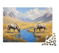 Plateau Antelope 1000 Piece Jigsaw Puzzle Paper for Adults Grassland Stream Jigsaw Puzzle for Family Relaxation Home Decor 38x26cm/1000pcs