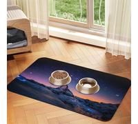 Plateau At Night Print Pet Feeding Mat For Dogs & Cats Absorbent Waterproof Dog Food Mat Non-Slip Pet Bowl Placemat Quick Dry Floor Protector Leather Tablecloth
