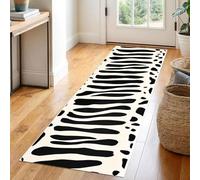 Plateau Cow Print Runner Rug, Retro Animal Texture Geometric Abstract Brown Kitchen Mat, Non-Slip Washable Low Pile Rug For Laundry Room, Indoor Hallway Carpet(L1,60x150cm)