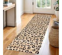 Plateau Cow Print Runner Rug, Retro Animal Texture Geometric Abstract Brown Kitchen Mat, Non-Slip Washable Low Pile Rug For Laundry Room, Indoor Hallway Carpet(L6,80x300cm)