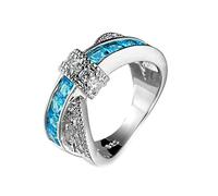 Plated 18K White Gold Ring Women, Engagement Rings for Women Vintage Twisted Knot Square Shape Anniversary Cubic Zirconia