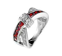 Plated 18K White Gold Ring Women, Engagement Rings for Women Vintage Twisted Knot Square Shape Anniversary Cubic Zirconia