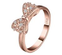 Plated 925 Sterling Silver Rings For Women Cubic Zirconia Promise Rings For Her Stackable Wedding Rings For Women Bow Stacking Ring Sets Stealing Rings (Rose Gold, 8)