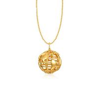 Plated 9K Beautiful Cutout World Map Globe Pendant Necklace