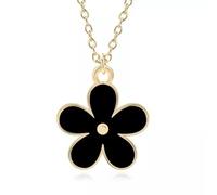 Plated Five Leaf Love Folded Chain Pendant Necklace present-White