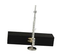 Plated Flute Model Ornament Miniature Flute with Stand and Case Desk Decoration Music Scene Accessory Enduring Desk Decoration
