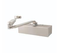 Plated Full Cover Overhead Door Closer Complete Closing Unit with Decorative Metal Cover for Controlled Door Operation (Satin Nickel Plated)