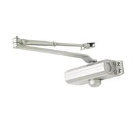 Plated Full Cover Overhead Door Closer Complete Closing Unit with Decorative Metal Cover for Controlled Door Operation (Silver)